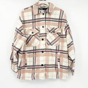 Zara Womens Bloggers‎ Fav Fall Plaid Wool Blend Oversized Shirt Jacket Shacket S